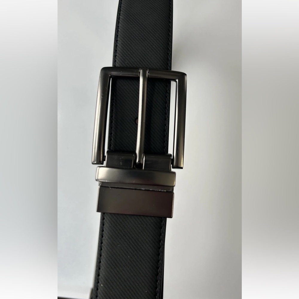 London Fog Reversible Belt Men 34 Black Brown Leather Dress
